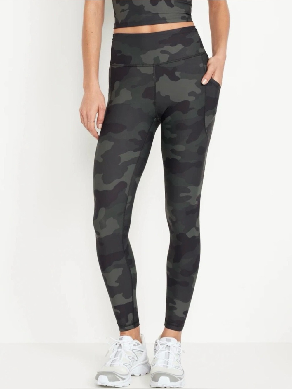 NEW Old Navy Powersoft Leggings Camo Camouflage NWT 7/8 High Waisted Green L